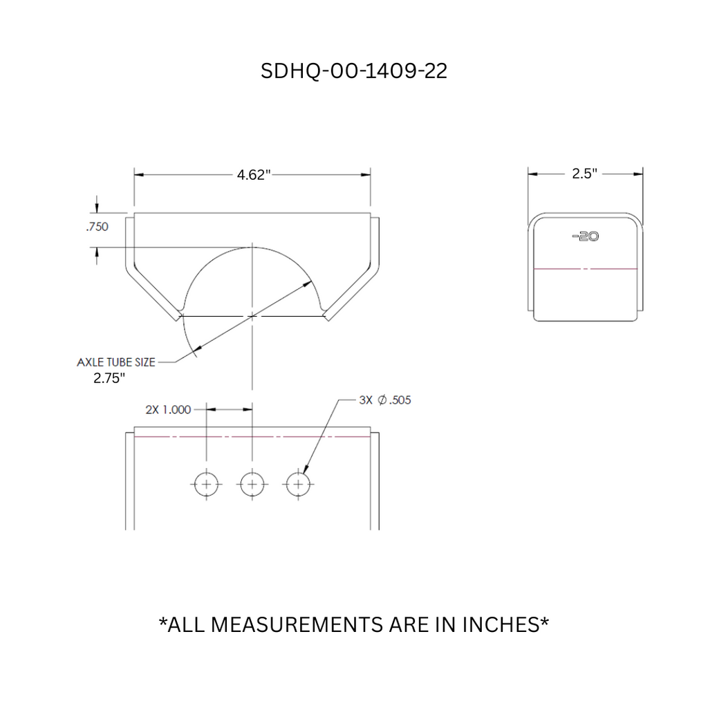 SDHQ Built Leaf Spring Perch Kit | 2.5" Leaf Spring Width, 2.75" Axle