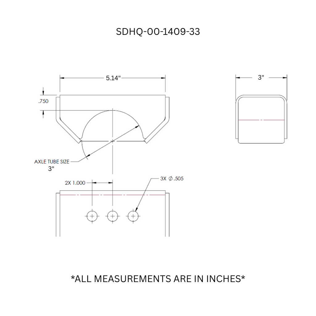 SDHQ Built Leaf Spring Perch Kit | 3" Leaf Spring Width, 3" Axle