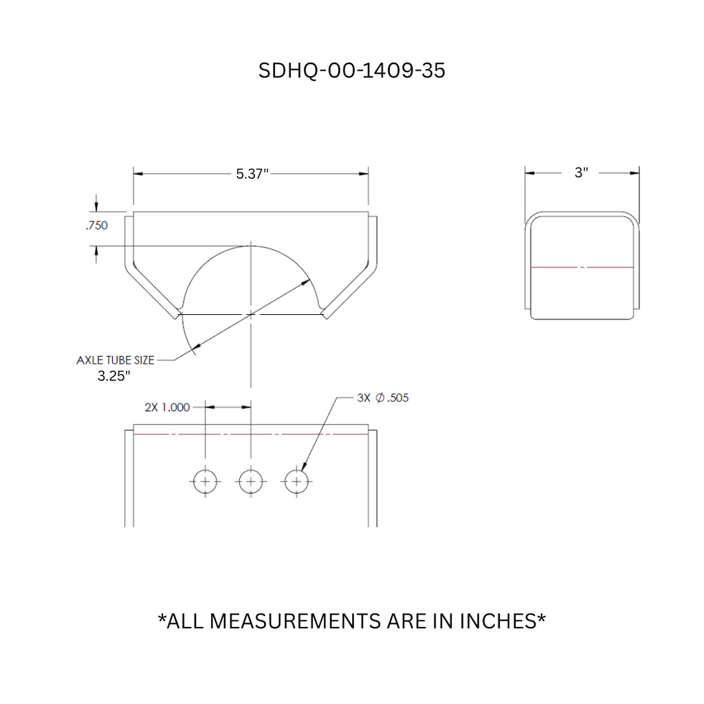SDHQ Built Leaf Spring Perch Kit | 3" Leaf Spring Width, 3.25" Axle