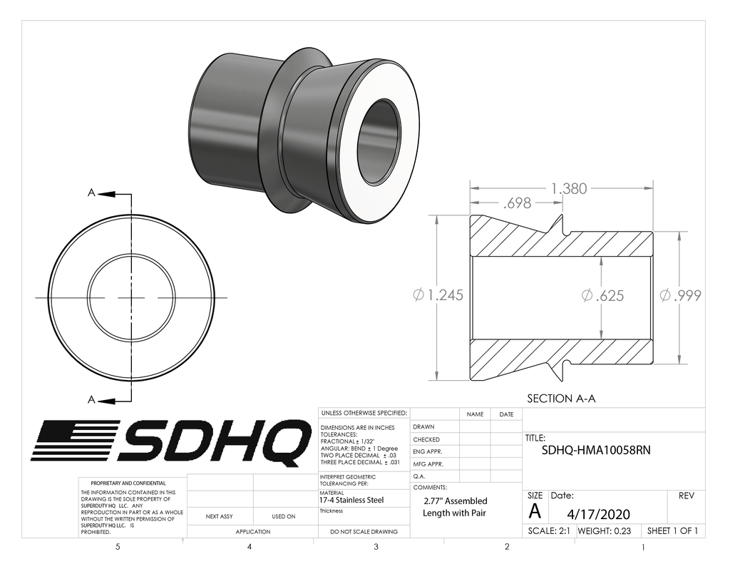 1"-5/8" High Misalignment Spacer Misalignment Spacer SDHQ Off Road 