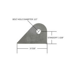 Load image into Gallery viewer, SDHQ Built Frame Mount Tab | 1/4" Thick, 1/2" Bolt Hole, 1-3/8" Standoff
