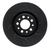 R1 2017-2025 Alfa Romeo Stelvio Front Right Drilled & Slotted Black Brake Rotor