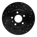 R1 09-25 Audi A4 Rear Right Drilled & Slotted Black Brake Rotor