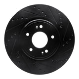 R1 18-23 Genesis G70 Front Right Drilled & Slotted Black Brake Rotor