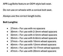 Load image into Gallery viewer, APR-lug-bolt-directions.png