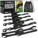 Rhino USA Retractable Ratchet Straps (2Pk 1Inx10Ft) Black