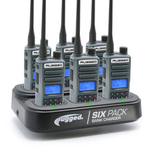 Load image into Gallery viewer, 6 Pack - Rugged GMR2 PLUS - GMRS and FRS Two Way Handheld Radios with Bank Charger - Safety Orange