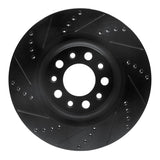 R1 2017-2025 Alfa Romeo Stelvio Rear Left Drilled & Slotted Black Brake Rotor