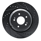 R1 18-23 Genesis G70 Rear Right Drilled & Slotted Black Brake Rotor