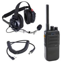 Load image into Gallery viewer, Crew Chief - H42 Spotter Headset and Rugged Handheld Radio Package - Single Radio / RDH Digital UHF Radio / Safety Yellow