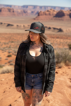 Load image into Gallery viewer, Classics 2-Tone Trucker Hat Charcoal/Black, Black/Red Elektric Logo