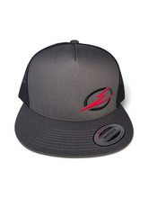 Load image into Gallery viewer, Classics 2-Tone Trucker Hat Charcoal/Black, Black/Red Elektric Logo