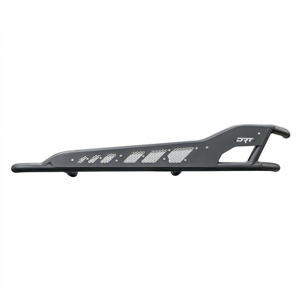 Side view of black DRT rock rail