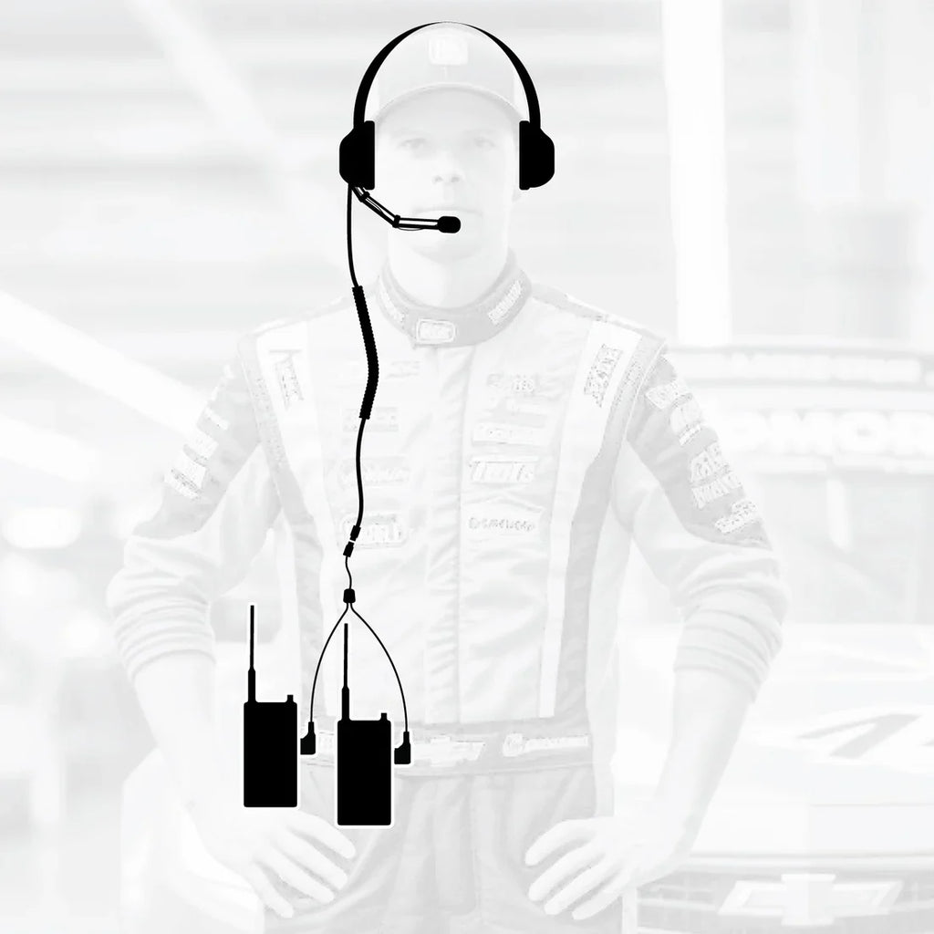 Crew Chief - H42 Spotter Headset and Rugged Handheld Radio Package - Dual Radio / R1 Business Band Handheld - Digital and Analog / Blue