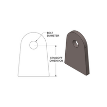 Load image into Gallery viewer, SDHQ Built Flat Tab | 3/16" Thick, 3/8" Bolt Hole, 2-1/2" Standoff