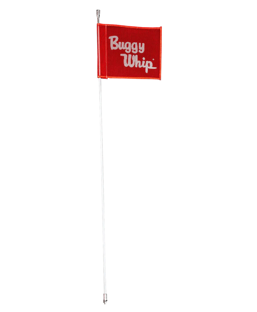 12 FT BUGGY WHIP W/10"X12" RED BUGGY WHIP FLAG - LAMP HOLDER - QUICK RELEASE BASE