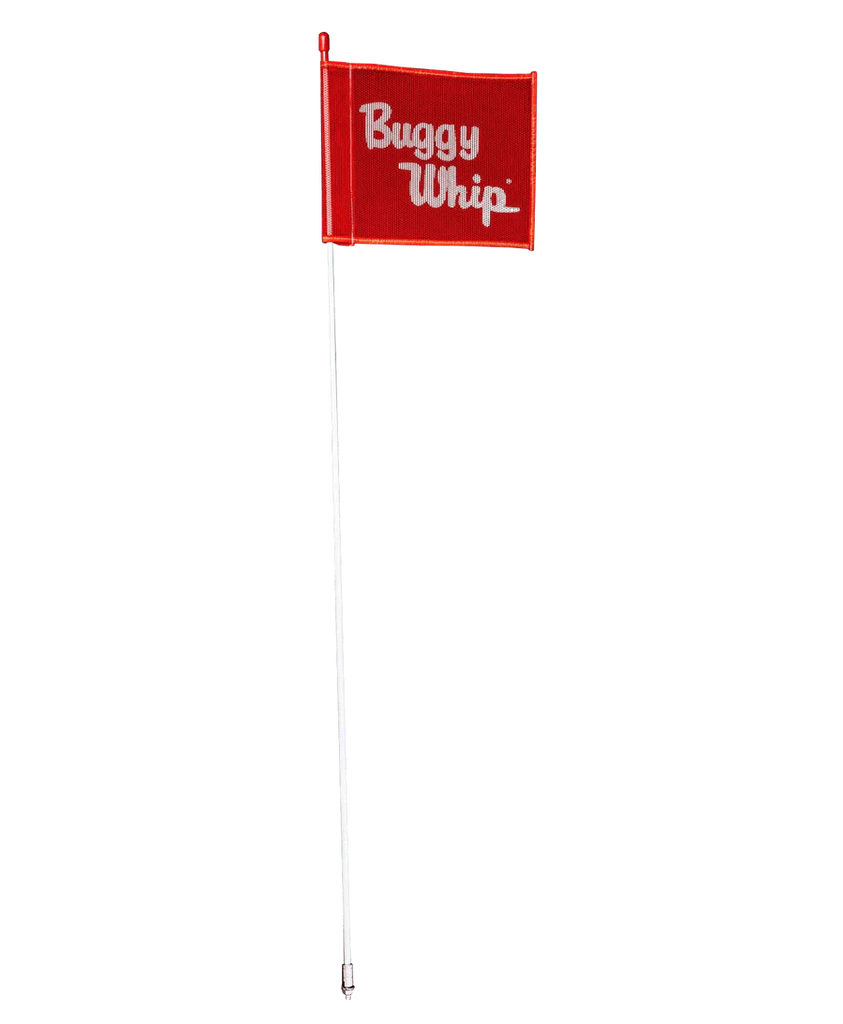 3 FT BUGGY WHIP W/10"X12" RED BUGGY WHIP FLAG - NO LAMP HOLDER - THREADED BASE