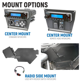 Polaris RZR PRO XP - Turbo R - Pro R - Complete Communication Kit with Bluetooth Intercom and 2-Way Radio - 696 PLUS Remote Head / G1 GMRS / Radio Side Mount