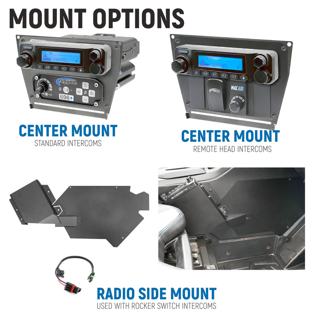 Polaris RZR PRO XP - Turbo R - Pro R - Complete Communication Kit with Bluetooth Intercom and 2-Way Radio - 696 PLUS Remote Head / M1 VHF Business Band / Center Mount