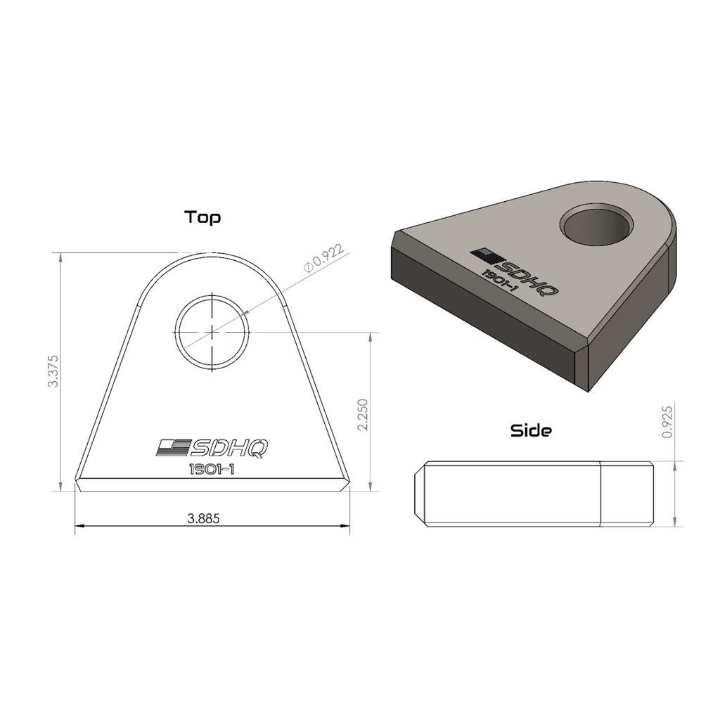 SDHQ Built Machined HD Clevis/D Ring Tab