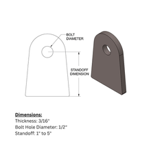 Load image into Gallery viewer, SDHQ Built Flat Tabs | 3/16" Thick, 1/2" Bolt Hole