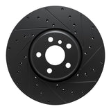 R1 16-25 BMW 330e Left Front Drilled & Slotted Black Brake Rotor