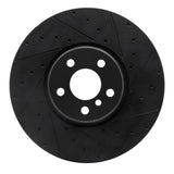R1 16-25 BMW 230I xDrive Right Front Drilled & Slotted Black Brake Rotor