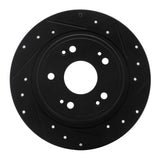 R1 05-17 Honda Accord Rear Right Drilled & Slotted Black Brake Rotor
