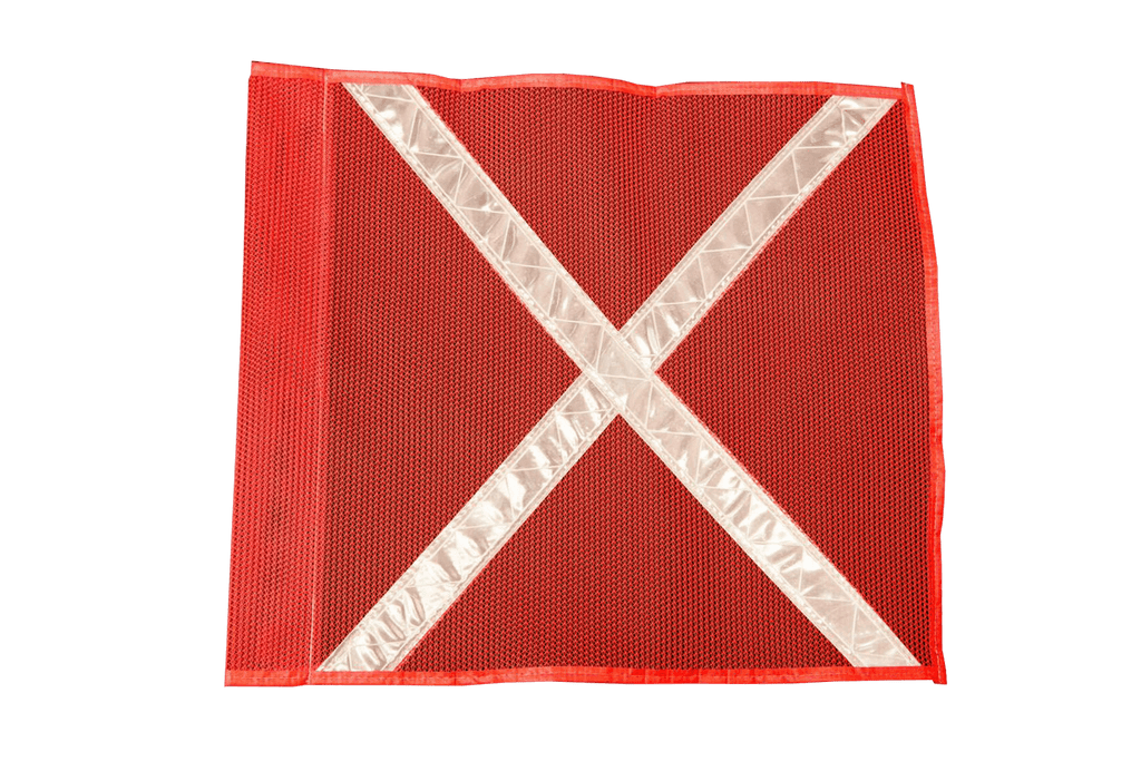 24"X24" HEAVY NET MESH FLORESCENT ORANGE FLAG W/ REFLECTIVE WHITE X