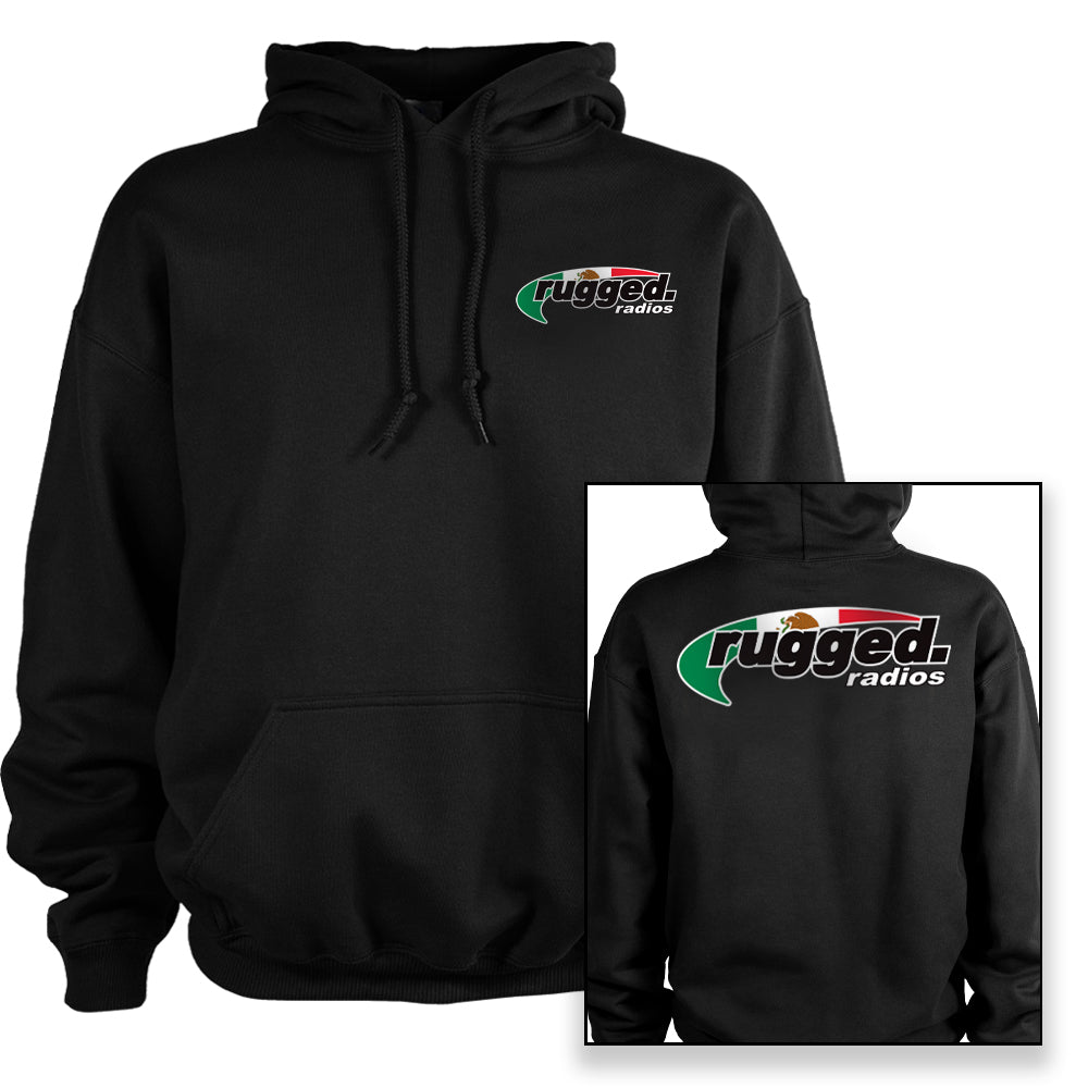 Rugged Radios MEXICAN FLAG Pullover Hoodie - Black - XXXL