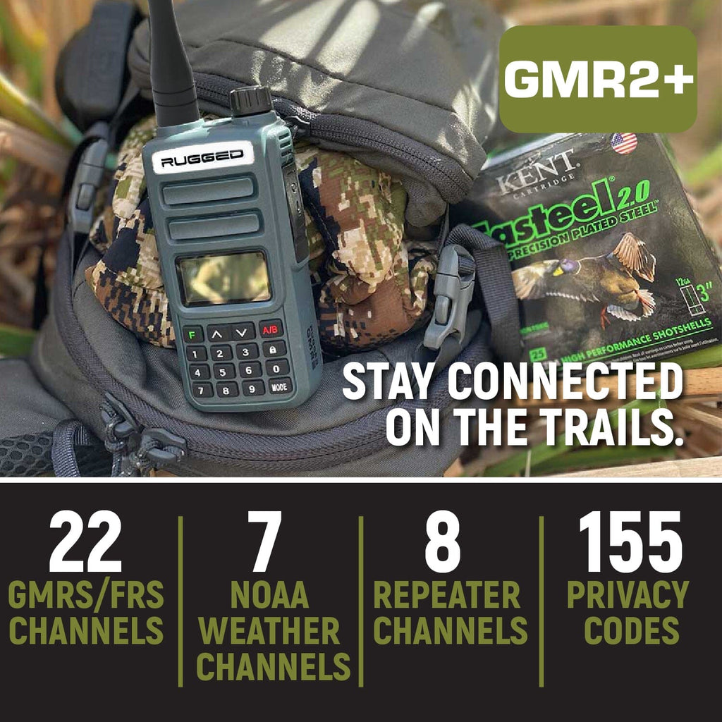 Rugged GMR2 PLUS - GMRS and FRS Two Way Handheld Radio - Grey