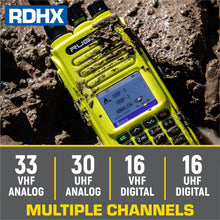 Load image into Gallery viewer, WATERPROOF - Rugged RDH-X - Business Band Two Way Handheld Radio - Digital and Analog - Safety Yellow