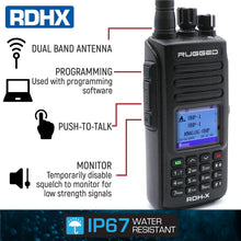Load image into Gallery viewer, WATERPROOF - Rugged RDH-X - Business Band Two Way Handheld Radio - Digital and Analog - Black
