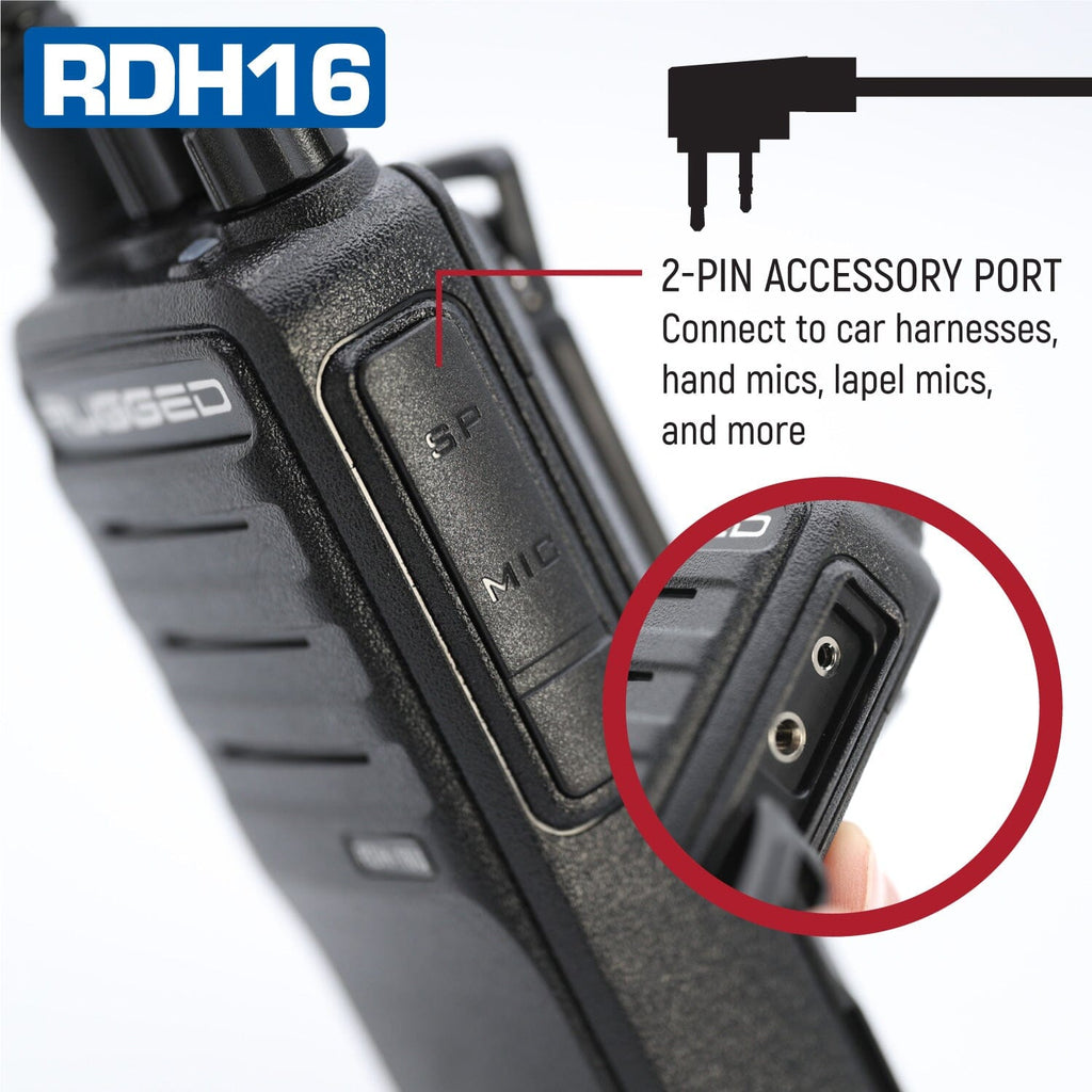 Rugged RDH16 - Business Band Two Way Handheld Radio - Digital and Analog - UHF / Black