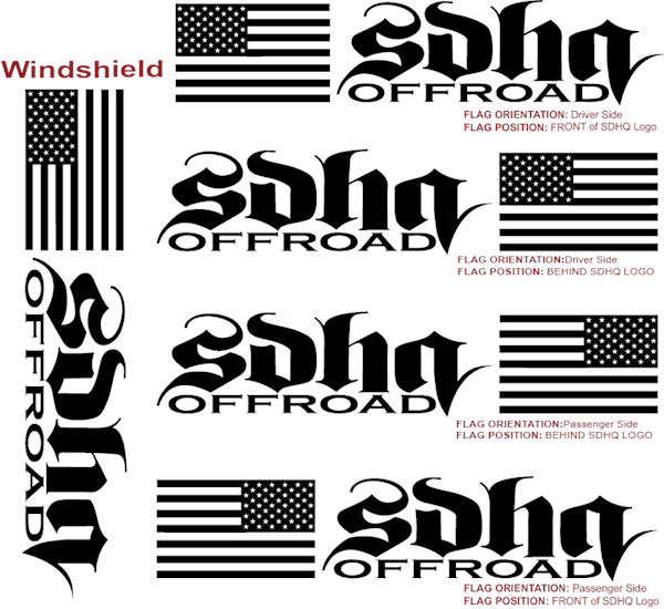SDHQ Off Road American Flag Banner Sticker SDHQ Off Road 